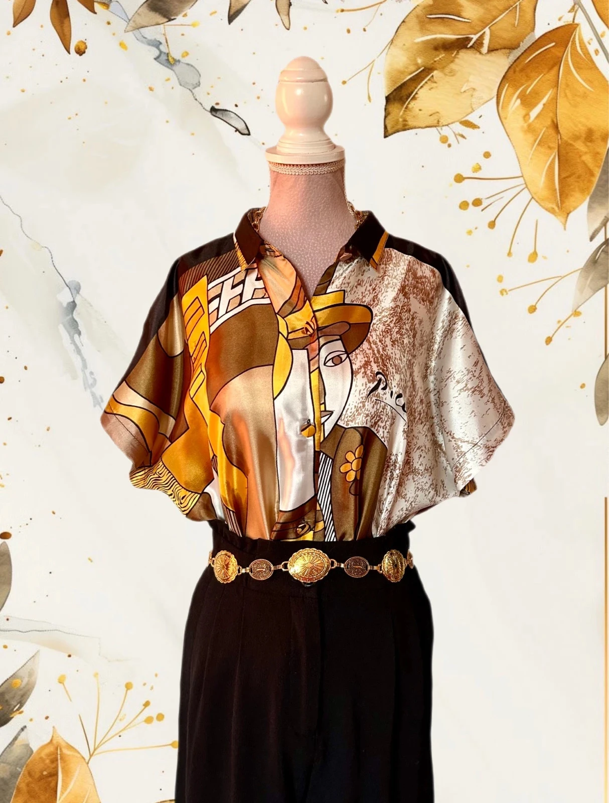 🌿🎨Picasso Inspired Vintage 90s Boho Statement Artwear Shirt Artistic Cubism 38/40🌿🎨 – photo 5